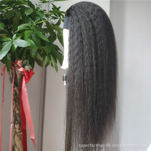 Yaki Cuticle Aligned Virgin Human Hair Headband Wigs For Black Women Brazilian Kinky Straight half Head band Wig Human Hair Wig